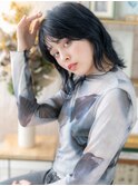 ブルーグレージュくびれ小顔ミディアムウルフh3川口20代30代40代
