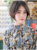 斜めバングひし形ショート暗髪大人ボブh4戸田公園20代30代40代