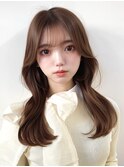 大人可愛い小顔顔周り前髪レイヤーカットロング20代30代40代