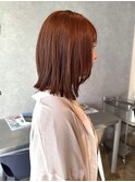 ブリーチなしダブルカラーオレンジ×長めボブ　【鎌田　隆雅】