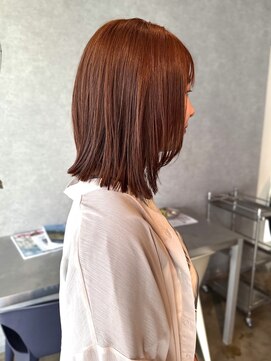 イトシテ ブリーチなしダブルカラーオレンジ×長めボブ　【鎌田　隆雅】