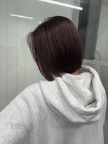 ヘアースマイルクー(HAIR SMILE COEUR)&nbsp;【COEUR/YUI】カシスレッド×切りっぱなしボブ