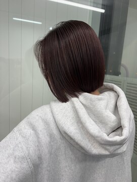 ヘアースマイルクー(HAIR SMILE COEUR) 【COEUR/YUI】カシスレッド×切りっぱなしボブ