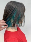 bob (インナーカラー、ターコイズブルー、エメラルドグリーン)