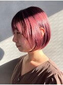 ピンク×レッド ショートボブ