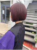 フレンチボブ　ハイトーンボルドー　ぱつっとボブ