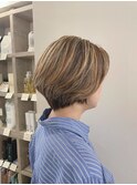 グレイヘアも◎ハイライトひし形ショートボブ【恵比寿KIMIDORI】