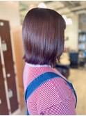 切りっぱなしボブ/ピンクブラウン