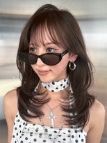シオン(shion) 前髪カット顔周りレイヤーグレージュ韓国ヘア_F1770