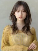 大人かわいい前髪セシルカットココアブラウンフリンジウェーブ