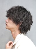 波巻きツイストパーマボブウルフサーフカール