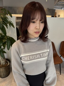 マルフェ 天王寺(marfe) ピンクブラウン　くびれボブ　くびれ韓国風ミディアムレイヤー