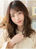 大人可愛いフェザーバング小顔ゆるふわミディh3上尾20代30代40代