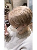 お客様ヘアスタイル★ベリーショート×ハイトーンベージュ
