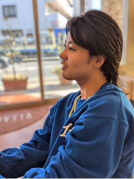 メンズ　ミディアムレイヤーウルフ