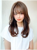 大人可愛い/透け感/前髪/小顔/くびれミディ/ラベンダーカラー