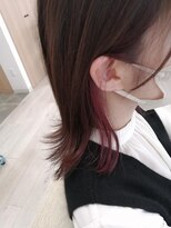 アドラーブル 長岡新保店(adorable)&nbsp;20代30代大人可愛い★耳掛けピンクイヤリングカラーミディ外ハネ