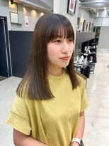 テトヘアー(teto hair)&nbsp;切りっぱなしミディアムオリーブベージュワイドバング