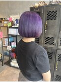 ハイトーン青味パープルダブルカラー透明感ニュアンスカラーボブ