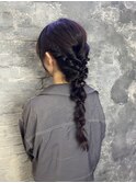 編みおろしヘアアレンジヘア韓国ヘア池袋