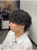 爽やか無造作ビジネスツーブロック波巻きパーマ