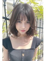 クーエフー(coo et fuu)&nbsp;レイヤーボブ　シアグレージュ　ダークグレー　前下がりボブ