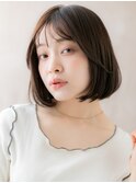丸みボブ/顎ラインボブ/ダークブラウン/暗髪/艶髪/透明感/20代e