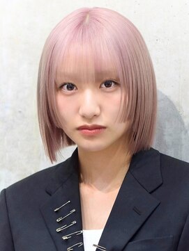 オルズ 渋谷(ALLZ) 顔まわり姫カットショートボブ■ケアブリーチペールピンク渋谷