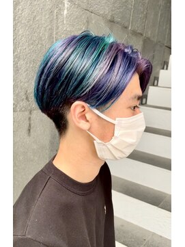ソルヘアー(Sol hair by tesoro) イメチェンビビッドハイライトブリーチシルバーメンズショート☆