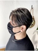 韓国風センターパート+プラチナホワイトハイライトカラー