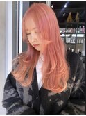 切りっぱなしボブ エアリーロング 美髪 ピンクブラウン