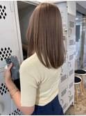 原宿ブリーチなしダブルカラーピンクベージュミディアムボブ20代
