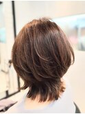 30代40代50代60代ミディアムレイヤー　ブリーチ無し　白髪ぼかし