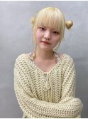 ブロンドベージュ×ツインアレンジ