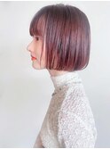 ピンクブラウンと王道ボブで可愛いさの極/ベビーピンク