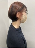福井 大和田 ショートボブ デザインカラー オレンジブラウン