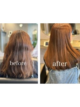 【髪質改善トリートメント】ダメージ補修とエイジングケアもでき、ツヤのある美髪に…