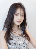 大人かわいい前髪セシルカットココアブラウンフリンジウェーブ