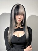 ホワイトグレージュ ブラック ツートンブロックデザイン