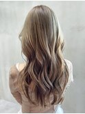 ロングオリーブベージュ美髪韓国ヘア_ba538291