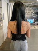 ストレートロング　アッシュブラック　暗髪
