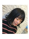 【新開】黒髪外ハネミディ