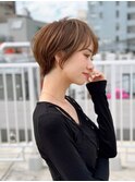 前髪あり耳掛け丸みくびれショートボブ20代30代40代50代(蘭)