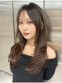 顔周りカット韓国小顔に見せるヘア黒髪カタログ髪質改善福岡博多
