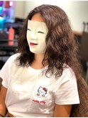 【coma中野】似合わせカットハードウェーブロングマロンベージュ