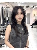 ハイレイヤー　ハッシュカットロング　ロングウルフ　艶カラー