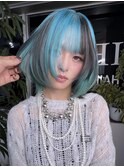 ロングウルフカットケアブリーチダブルカラー羽エクステカチモリ