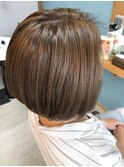 大人髪ハイライトカラー×ボブ