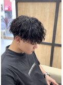 刈り上げツーブロックツイストスパイラルパーマメンズマッシュ