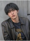 メンズ/ショートヘア/センターパート/シャドウパーマ/眉毛